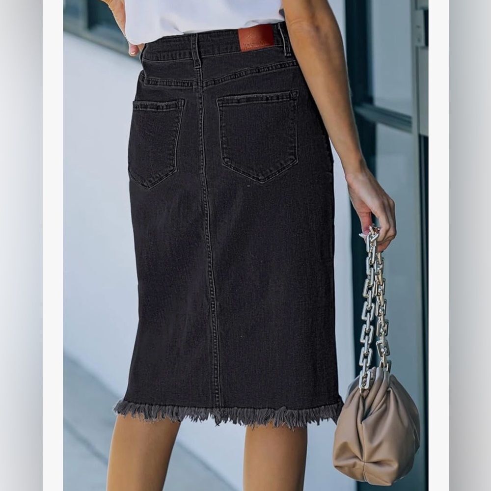 NWT Denim Button-Front Midi Skirt | High-Waisted Casual Chic | Size Large